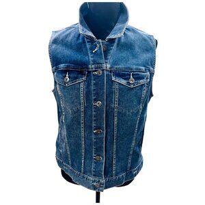 Two By Vince Camuto Womens Sleeveless Denim Jeans Vest L Boho Western Peasant